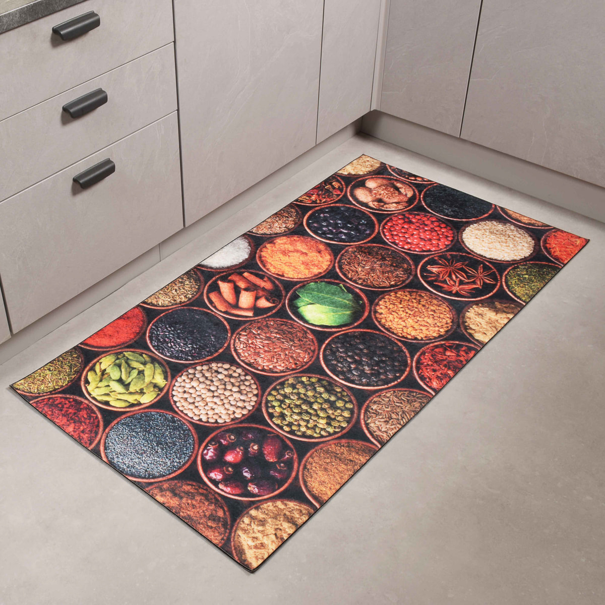 Stampa - tapis de cuisine motif épices antidérapant et lavable en machine à 30°C, multicolore