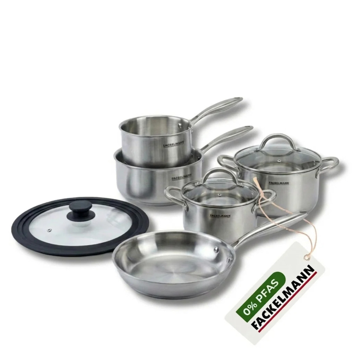 Poêle à Frire, Casseroles, Faitouts inox 18/10 Triply et couvercle Fackelmann Vita3