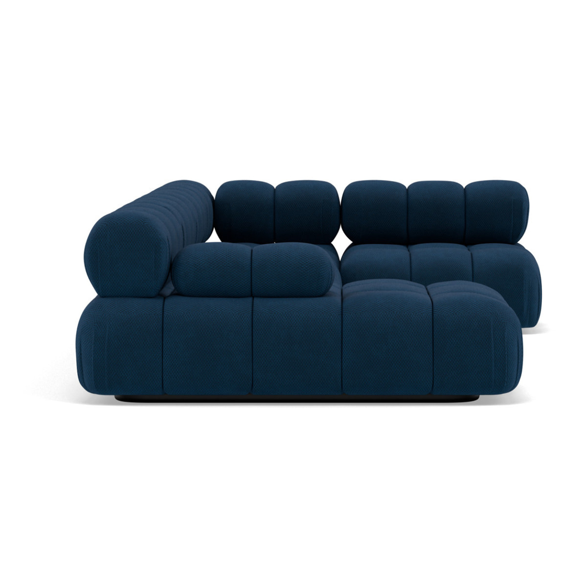 Ruby - canapé panoramique modulable d'angle droit 7 places en velours texturé - Bleu
