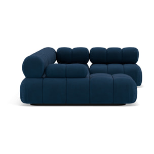 Ruby - canapé panoramique modulable d'angle droit 7 places en velours texturé - Bleu