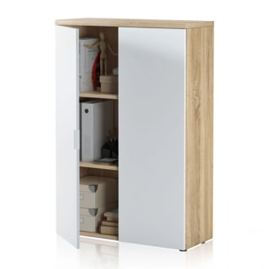 Armario zapatero auxiliar Office Blanco Artik (Blanco Mate) - Roble Canadian