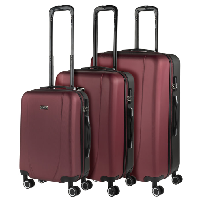 Maleta Itaca Tiber Set De 3 Unidades Granate-Antracita