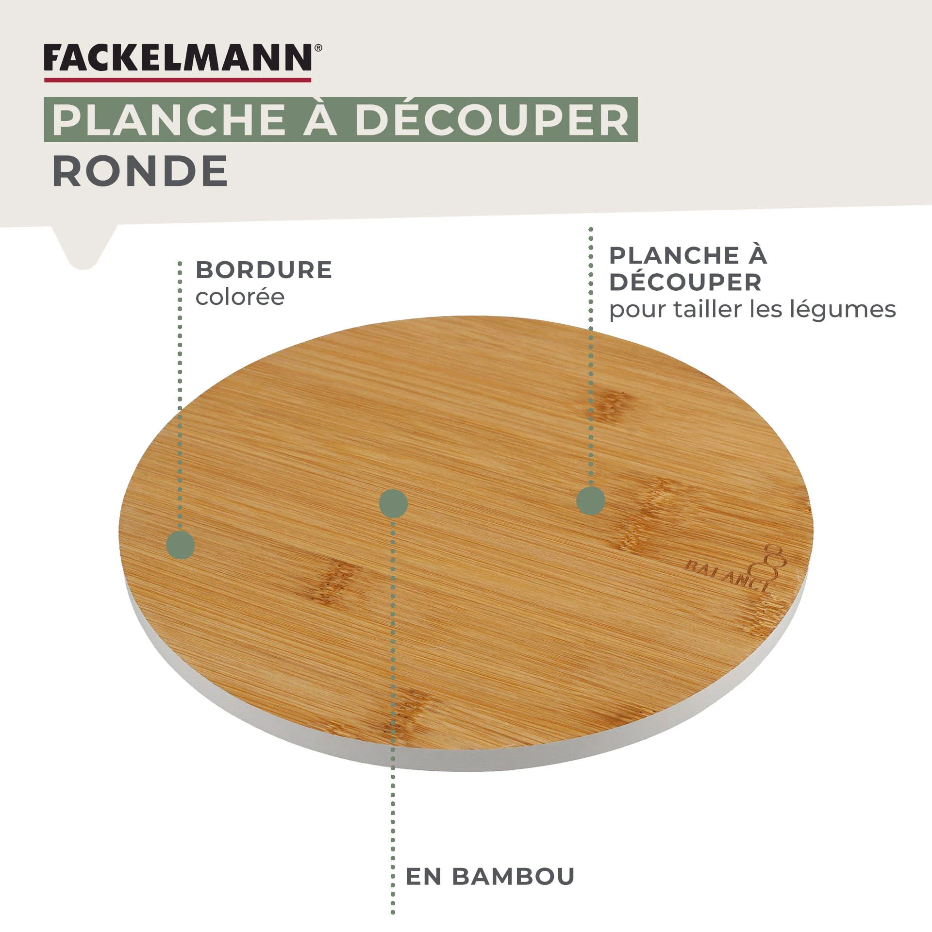 Planche à découper en bambou 24 x 24 cm Fackelmann Balance