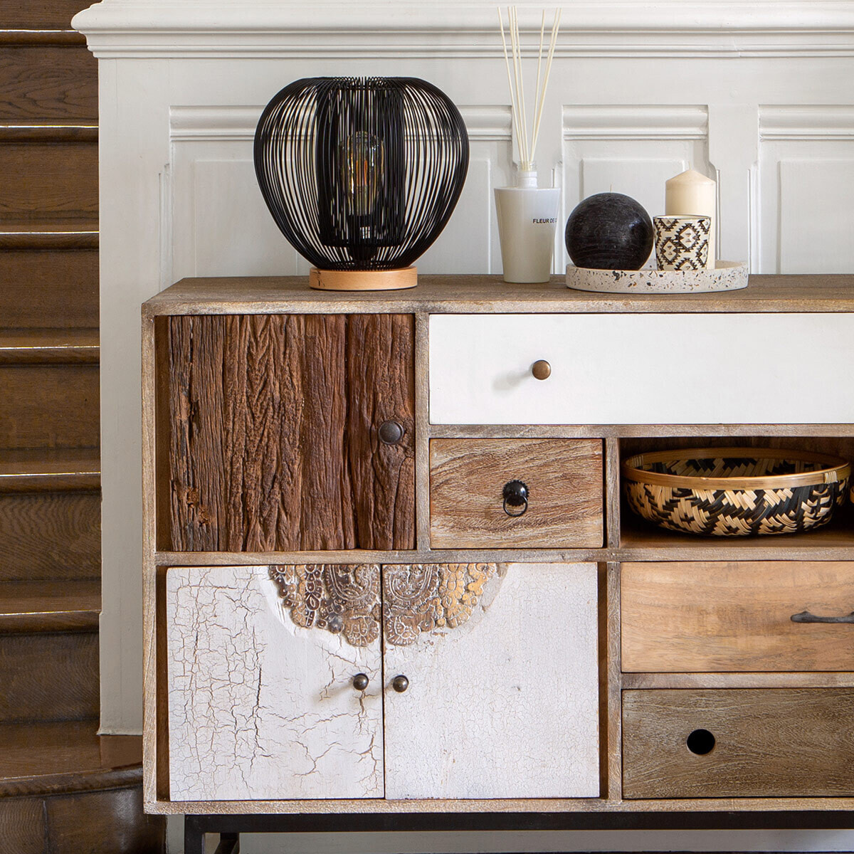 Lampe filaire "Noda" noire - métal H27 cm