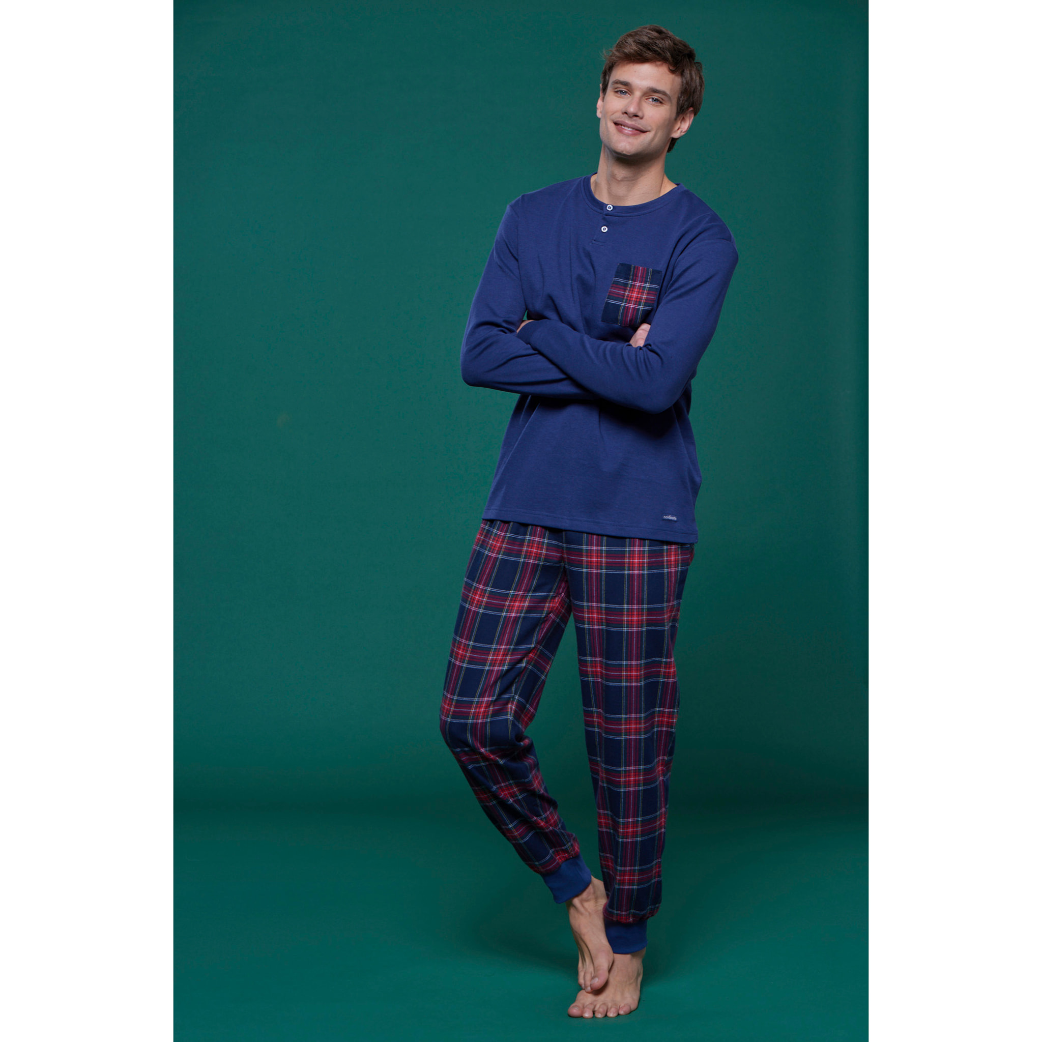 Pigiama uomo top caldo cotone e pantaloni flanella scottish Noidinotte