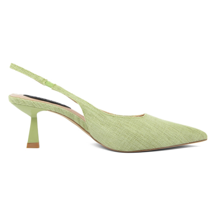 Slingback Donna colore Verde-Altezza tacco:7cm