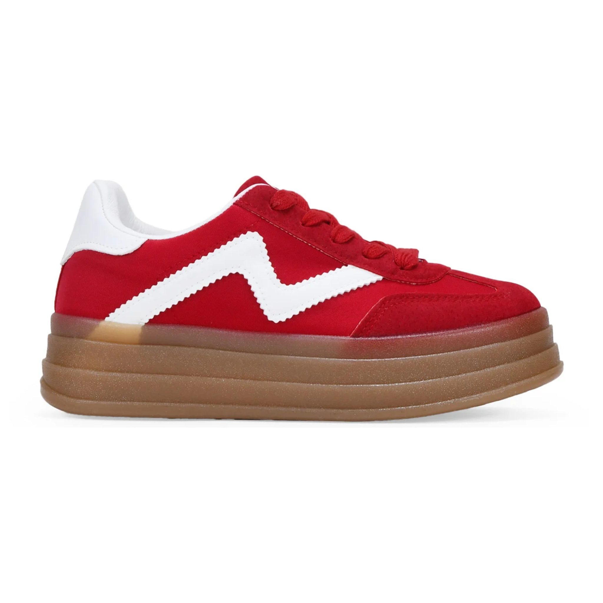 Zapatillas con plataforma rojas con cordones