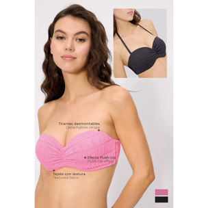 Top bikini bandeau push‑up Nero