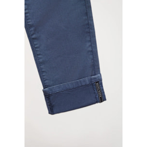 Pantaloni casual blu denim in cotone elasticizzato con particolari Polo Club