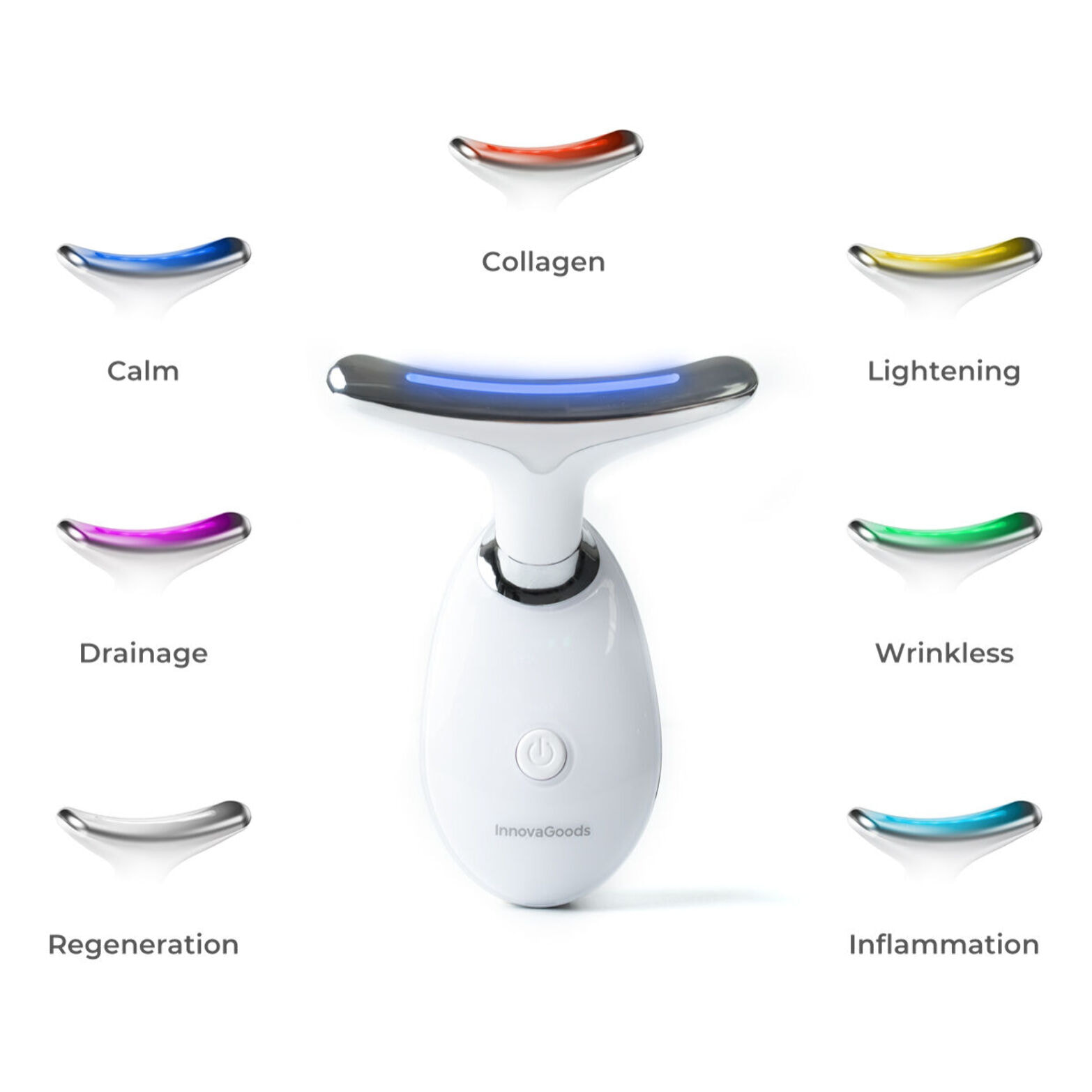 Appareil de Massage Facial Électrique Raffermissant pour Visage et Cou avec LED, EMS et Chaleur Selora InnovaGoods