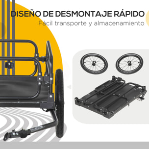 Remolque de Carga para Bicicleta Carro para Bicicleta Desmontable con 2 Ruedas Reflectores y Bandera Marco con Amortiguador Capacidad de 70L Carga 40 kg 125x64x53,5 cm Negro