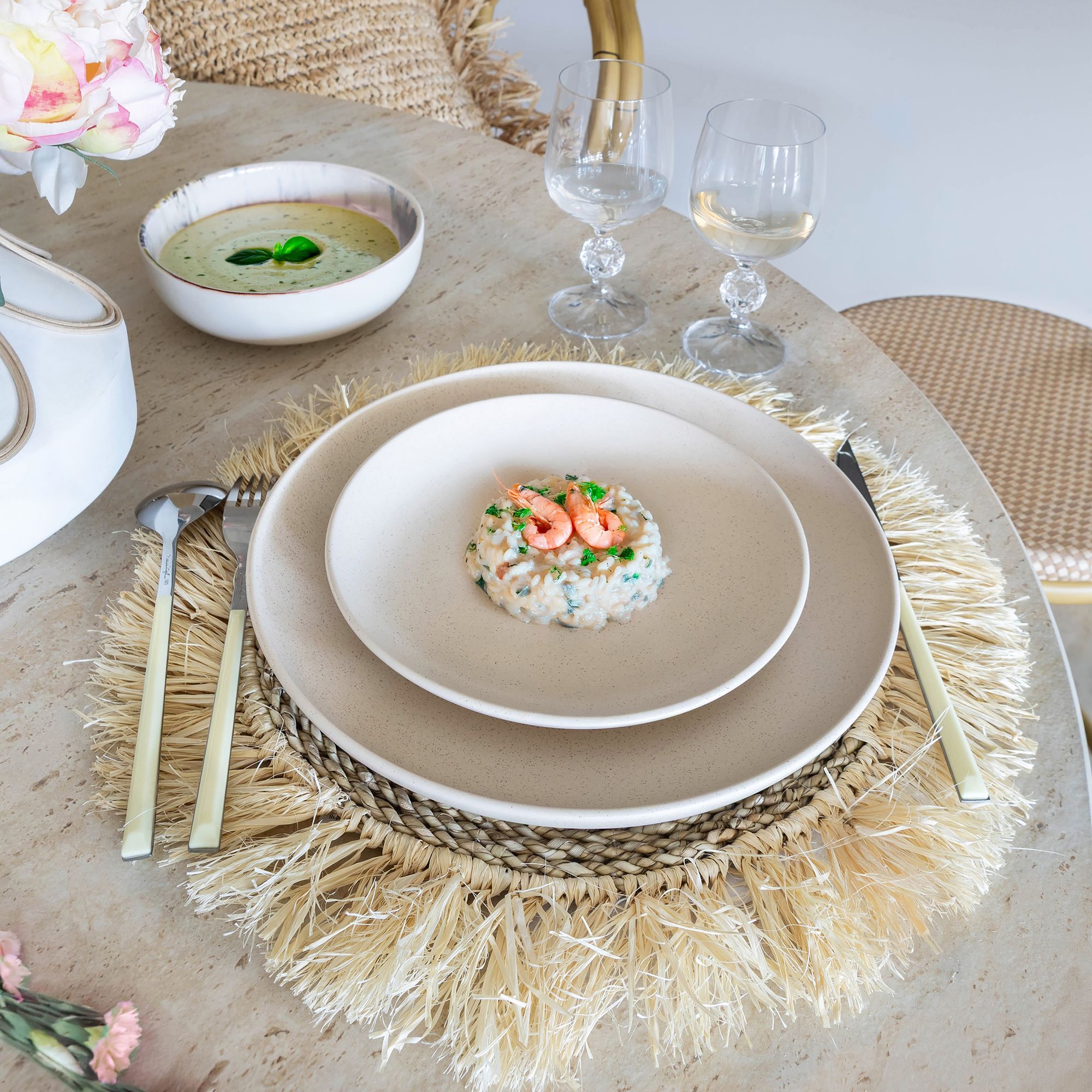 Lot de 6 assiettes plates beige en grès 27cm  ARITA