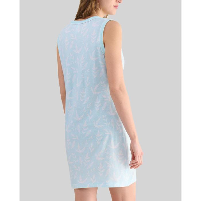 Camisón corto mujer hojas sin mangas ligero