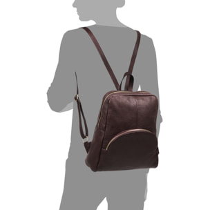 FIRENZE ARTEGIANI Monastier Borsa zaino da donna. Vera pelle Dollaro Made in Italy 28x8x32 Cm. Colore: Borgogna scuro