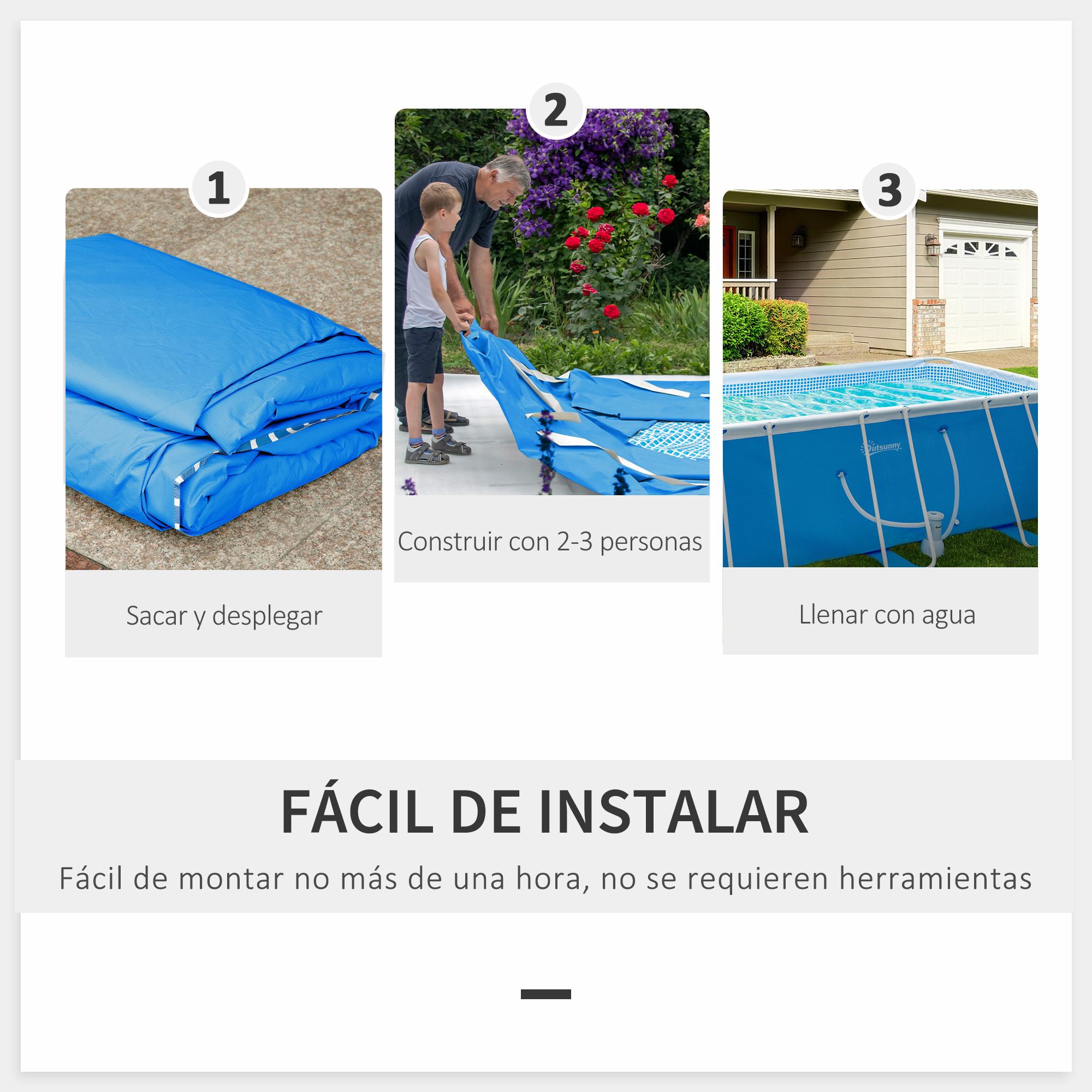 Piscina Desmontable Tubular 440x240x122 cm con Depuradora Cartucho 4.000L/H Azul