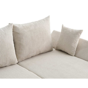 Mike - canapé d'angle réversible - 4 places - convertible avec coffre - en velours côtelé - Beige