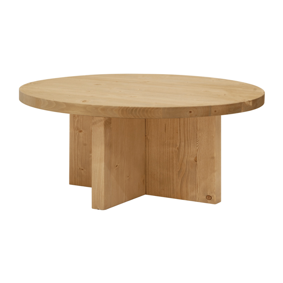 Table basse ronde en bois massif ton chêne moyen en différentes tailles