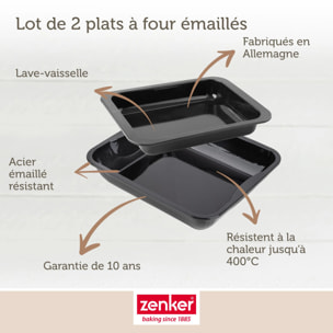 Lot de 2 plats à four rectangulaires 40 x 34 cm et 33 x 25 cm Zenker Special Cooking