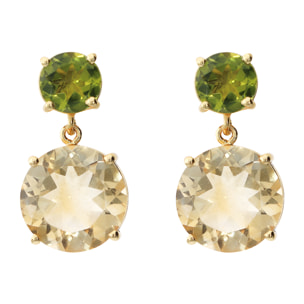Orecchini Pendenti in Argento 925 placcato Oro Giallo 18Kt con Citrino e Peridoto
