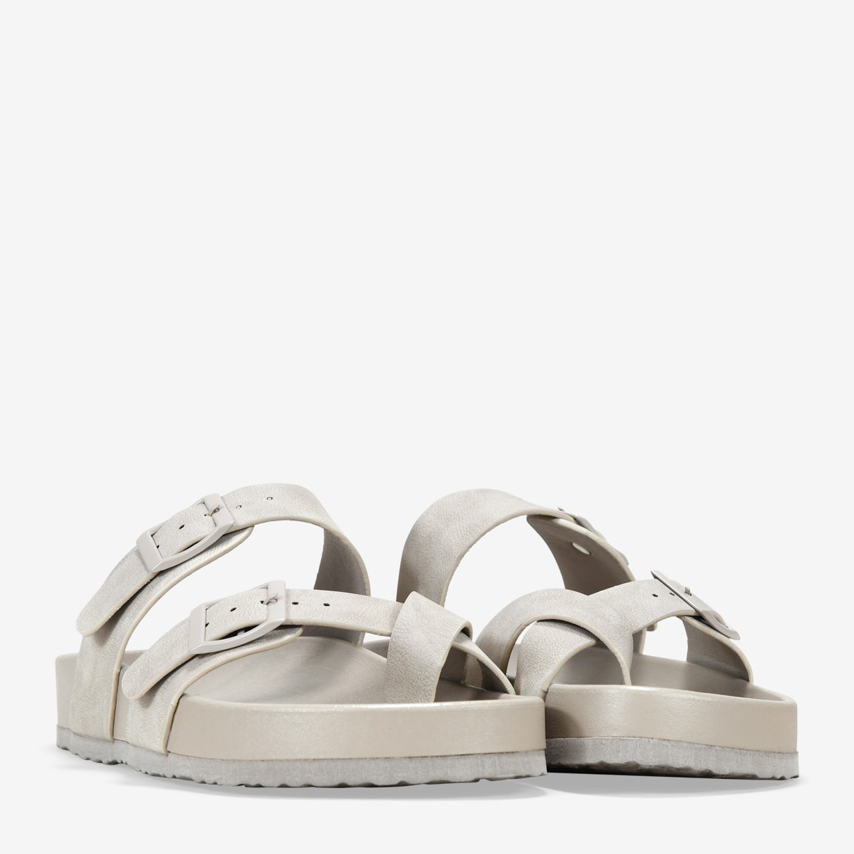 Sandalias de dedo beige con hebillas