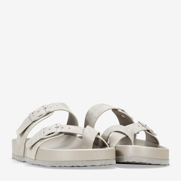 Sandalias de dedo beige con hebillas