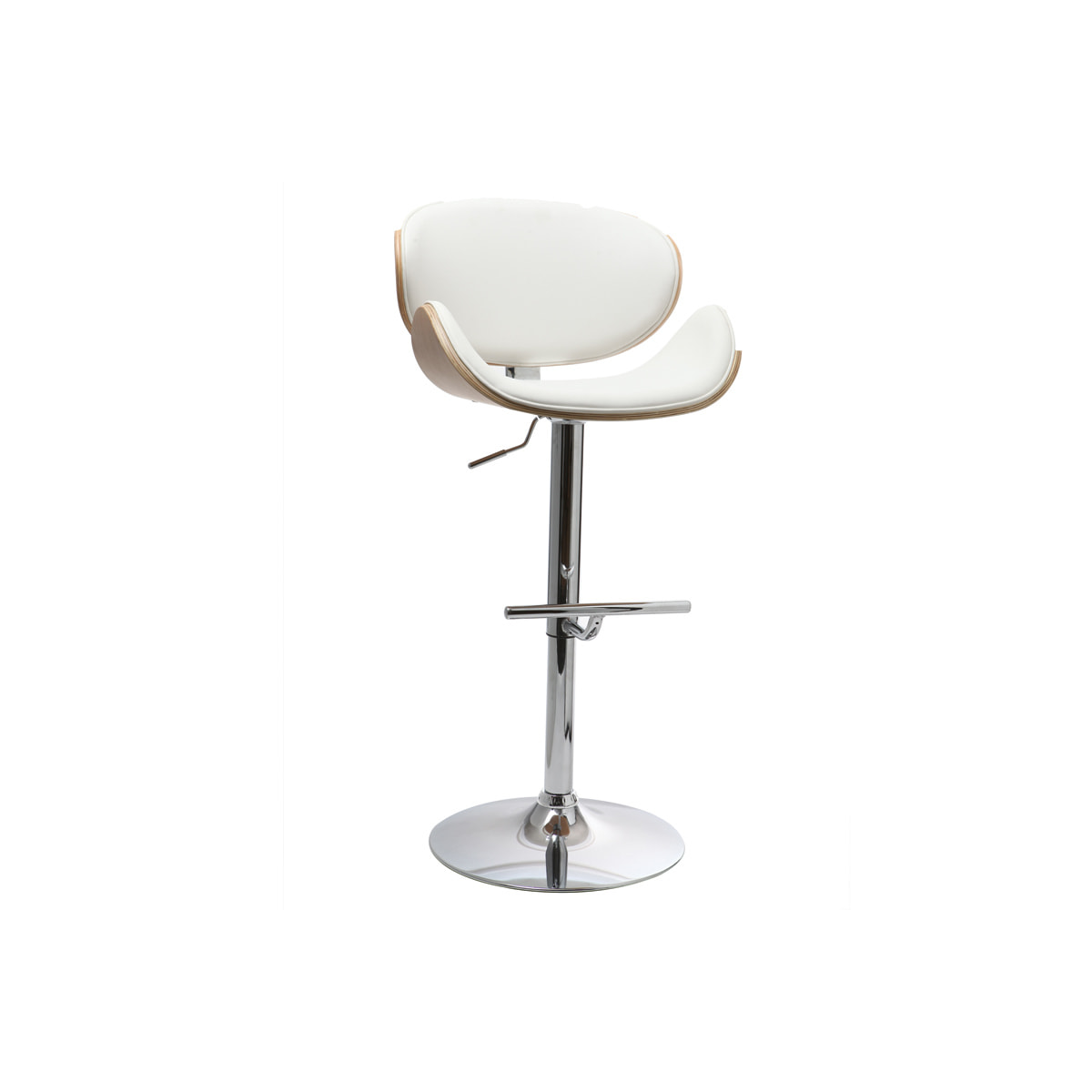 Tabouret de bar design blanc et bois clair WALNUT