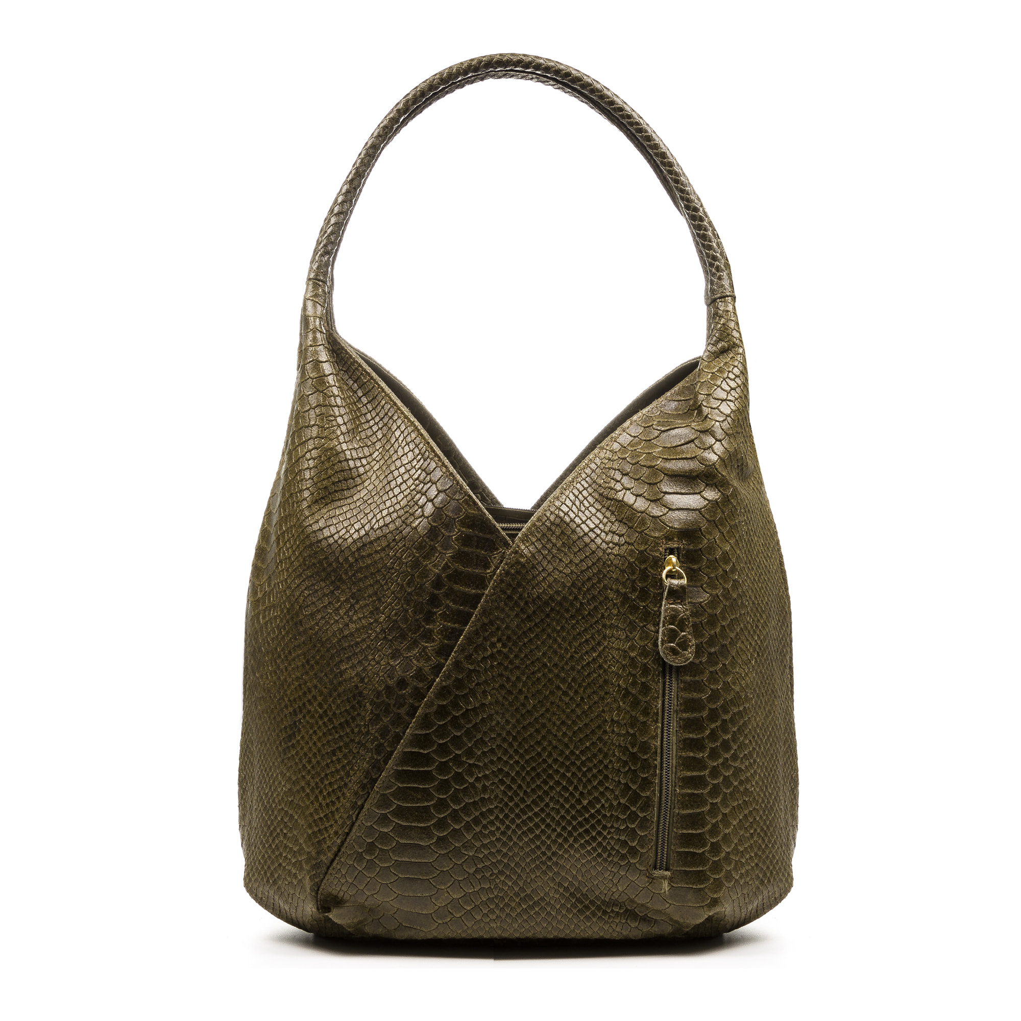 Jesi Bolso de hombro Mujer.Piel auténtica Gamuza Grabado Serpiente