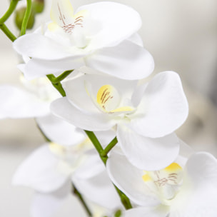 Planta Artificial de Orquídeas con Maceta Orquídea de Flores Falsa Phalaenopsis Artificiales para Decoración del Hogar Centro de Mesa Boda Ø16,5x75 cm Blanco