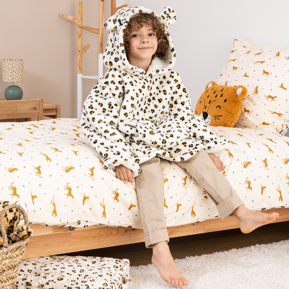 Plaid sweatshirt enfant Léopard Hiss jaune 3 à 10 ans