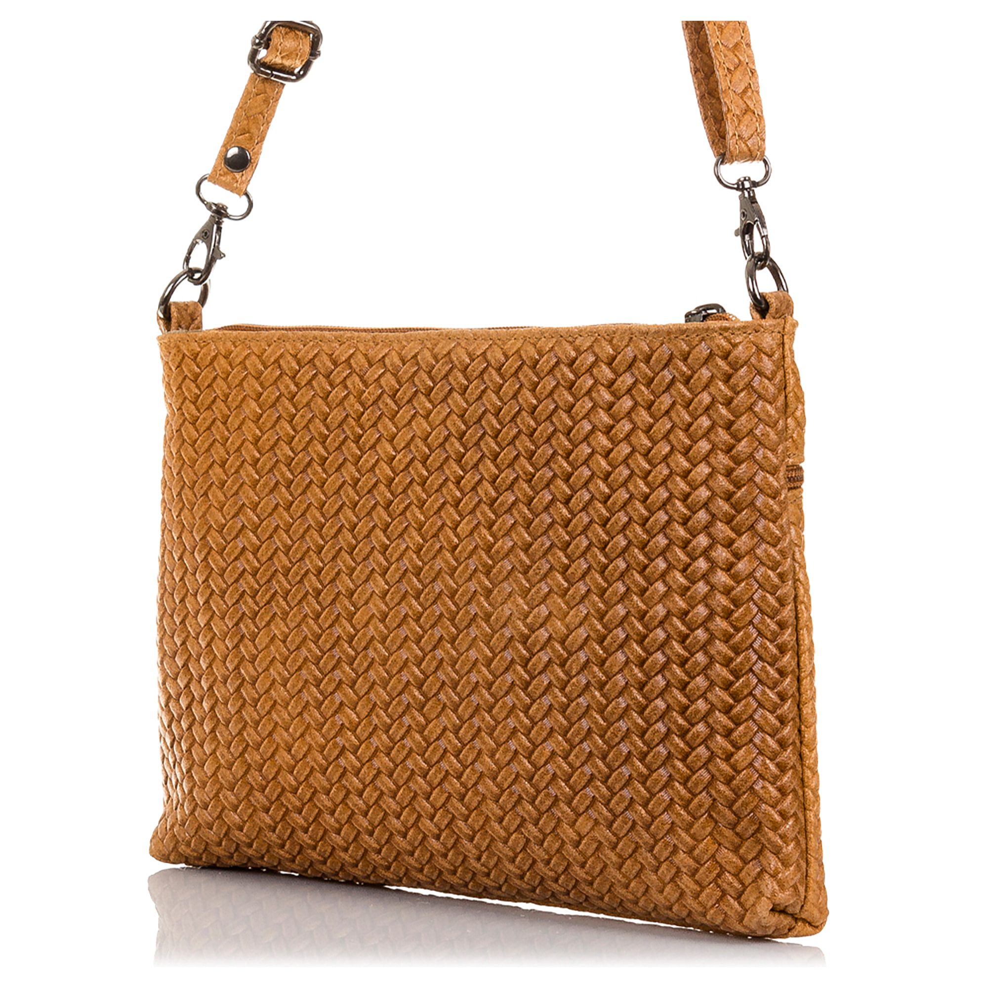 Oderzo Borsa a tracolla Donna.Pelle autentica Camoscio Incisione Chevron