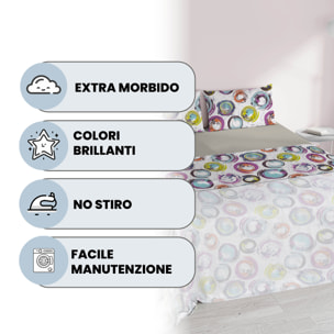 COMPLETO LETTO FANTASY, 100% Microfibra - CERCHI ASTRATTI