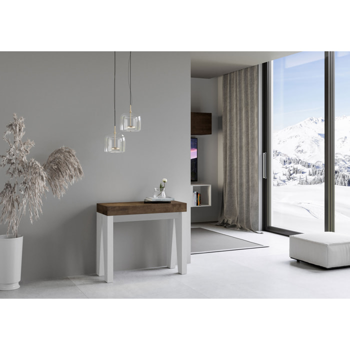Consolle allungabile 90x40/196 cm Naxy Mix Small piano Noce - struttura Bianco Frassino