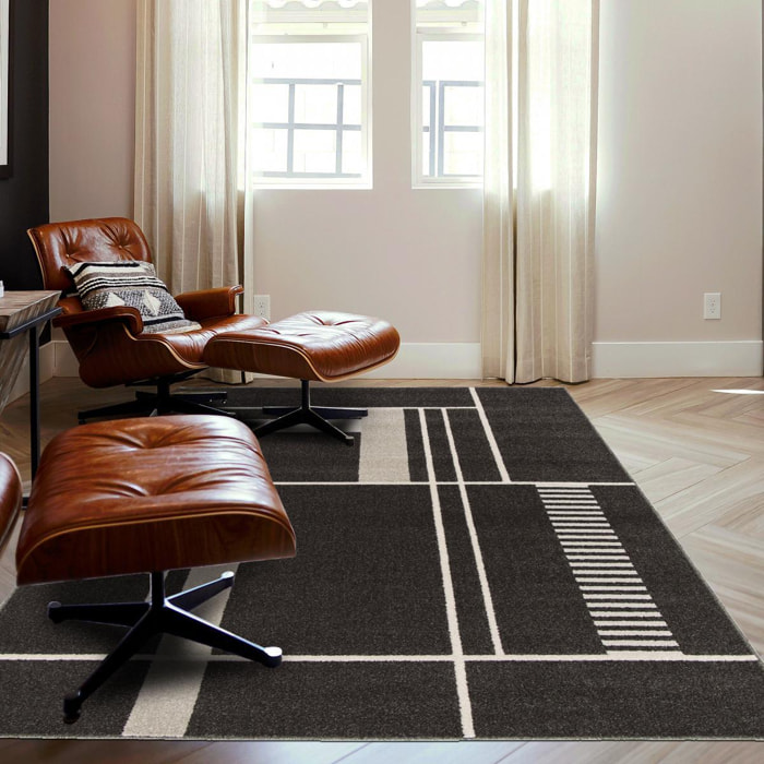 Tapis salon et chambre tissé motif géométrique LOFE