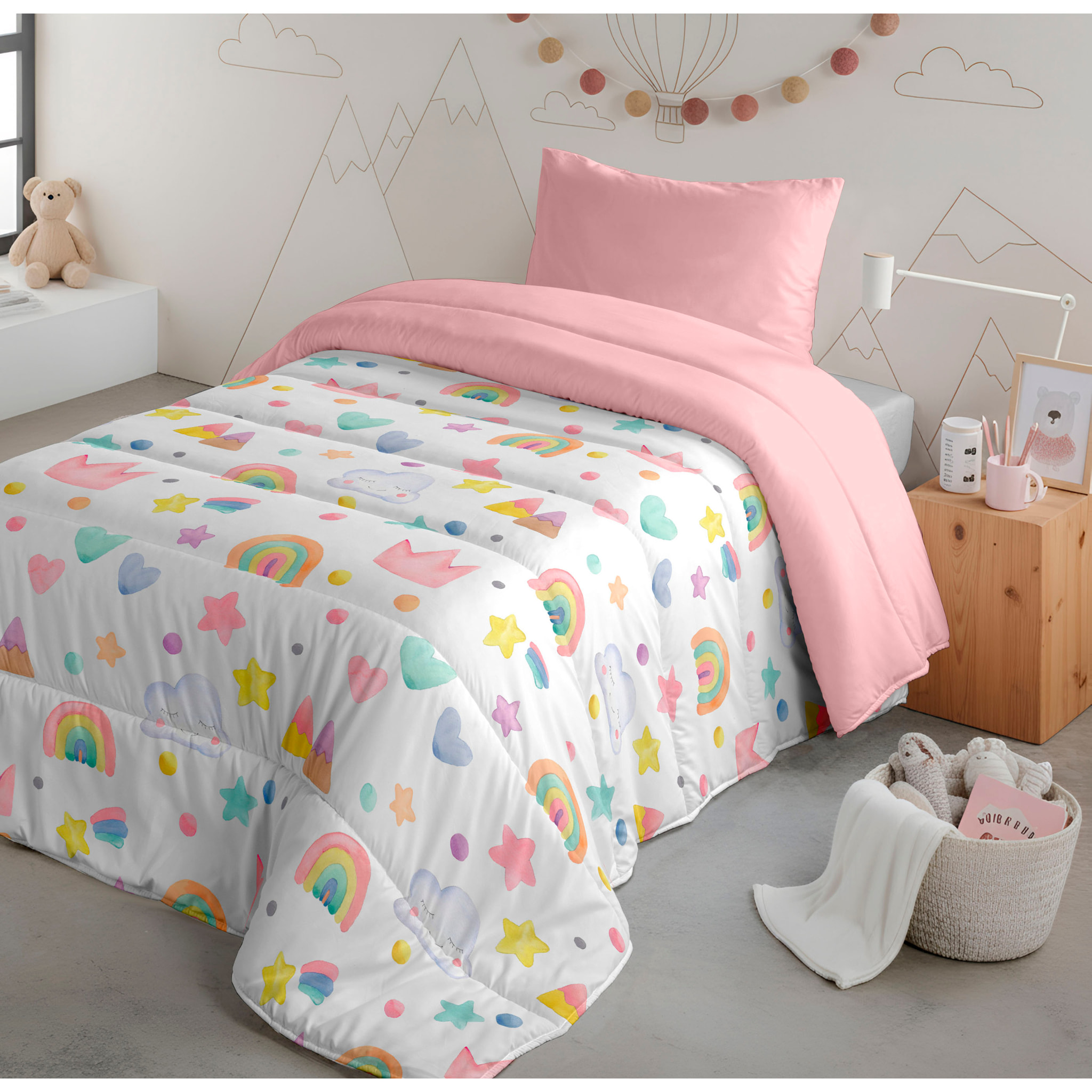 Cool Kids - Edredón Nórdico Estampado - Infantil - 100% Algodón - 200 gr/m² con Tacto Pluma - Confetti