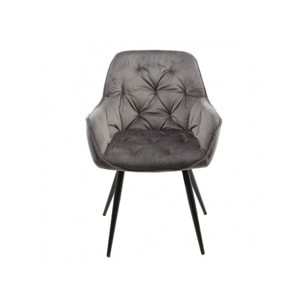 Lot de 2 chaises en velours capitonné avec accoudoirs - PIANA