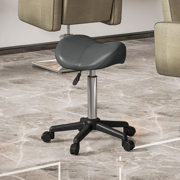 Tabouret de massage tabouret selle ergonomique pivotant 360° hauteur réglable revêtement synthétique gris