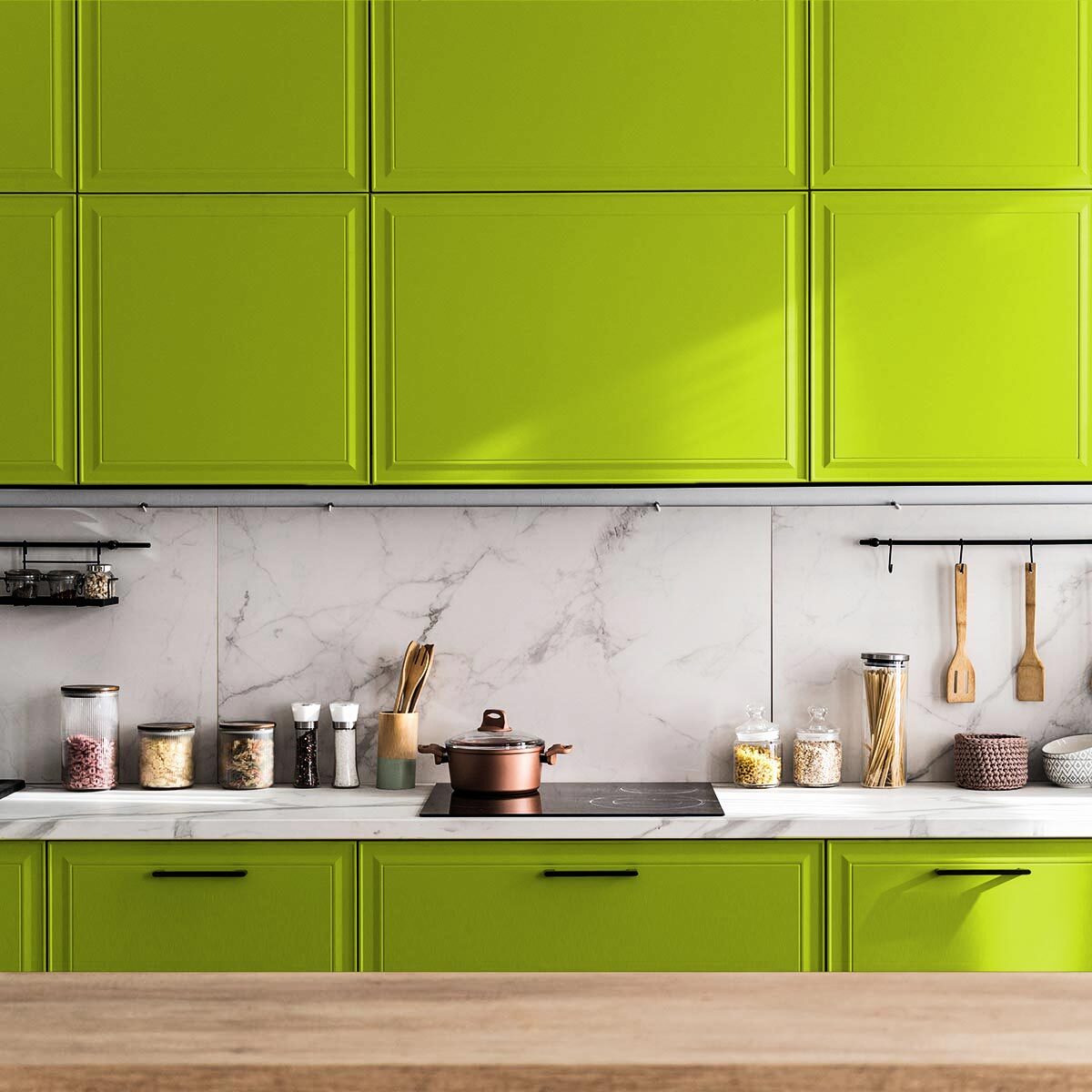 Rouleau adhésif décoratif Vinyle au Mètre - Vert pastel - Sticker Lavable Imperméable Mur Cuisine Meubles