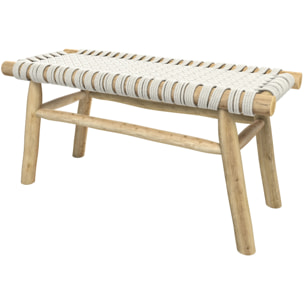 Banc 2 places 90 cm tressé en macramé et branche de teck - Kira