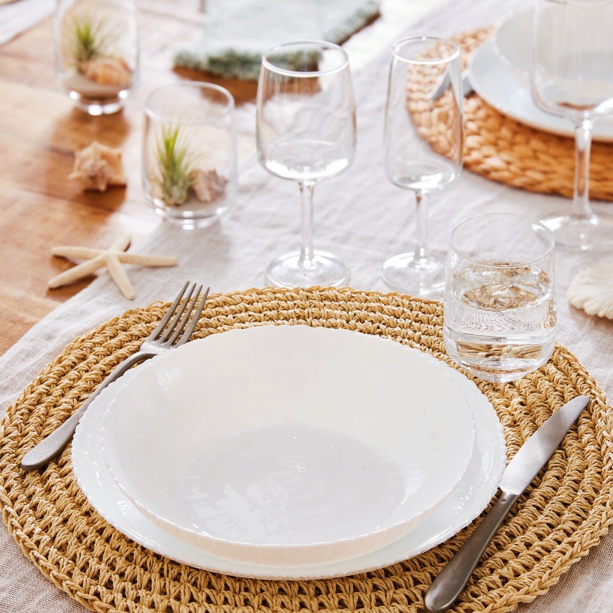 Assiette creuse blanche 21cm Ammonite - Luminarc - Verre opale extra résistant