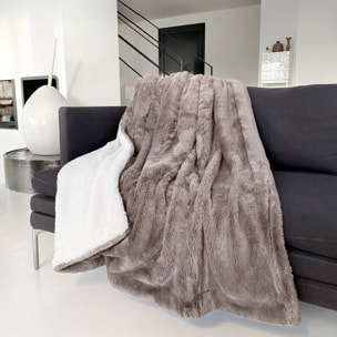 Plaid imitation "Lapin" - Cocoon Beige Taupe - 610g/m²