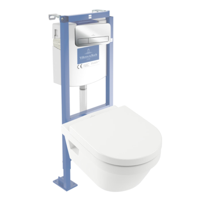 Pack WC suspendu sans bride Architectura directflush + abattant frein de chute + bâti-support autoportant + plaque chromée