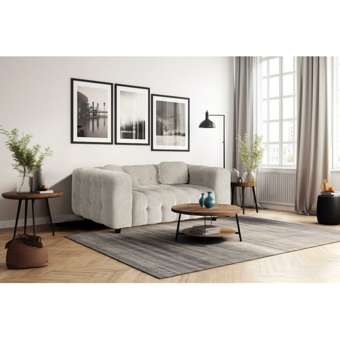 Canapé droit en tissu chenille "Vendome" - 2 places - Beige