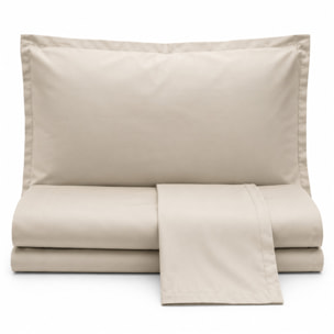 HERMET Completo Letto Matrimoniale in 100% Cotone zerObed_Olympia_Avorio