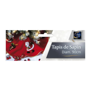 Tapis de sapin en feutrine rouge D90cm