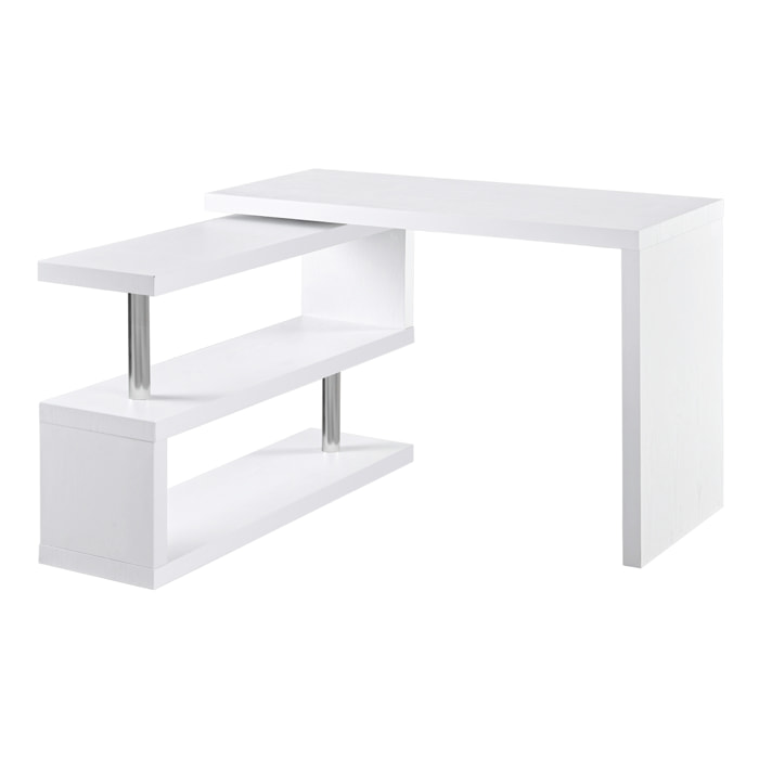 Mesa de Ordenador Esquina Giratorio 360° 114x120x76,1cm Blanco