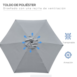 Sombrilla Terraza Exterior Ø230 cm Sombrilla de Jardín con Ángulo Ajustable y Manivela Impermeable Parasol para Patio Terraza Gris