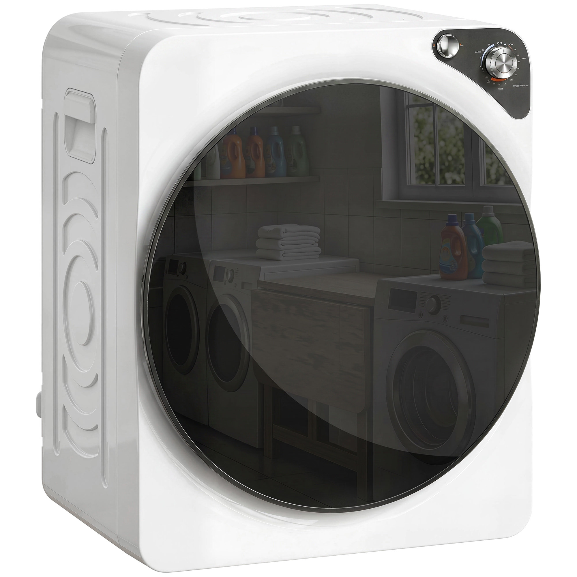 Secadora de Ropa 5 kg, Secadora de Evacuación Compacta 1000W, 5 Programas, Temporizador, Función Esterilizar, Tambor de Acero Inoxidable, Apilable o para Piso, Blanco