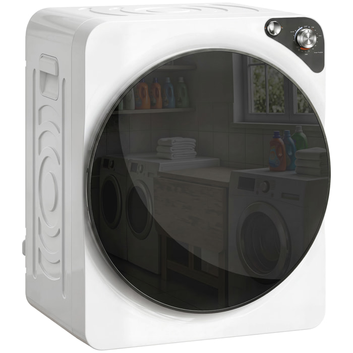 Secadora de Ropa 5 kg, Secadora de Evacuación Compacta 1000W, 5 Programas, Temporizador, Función Esterilizar, Tambor de Acero Inoxidable, Apilable o para Piso, Blanco