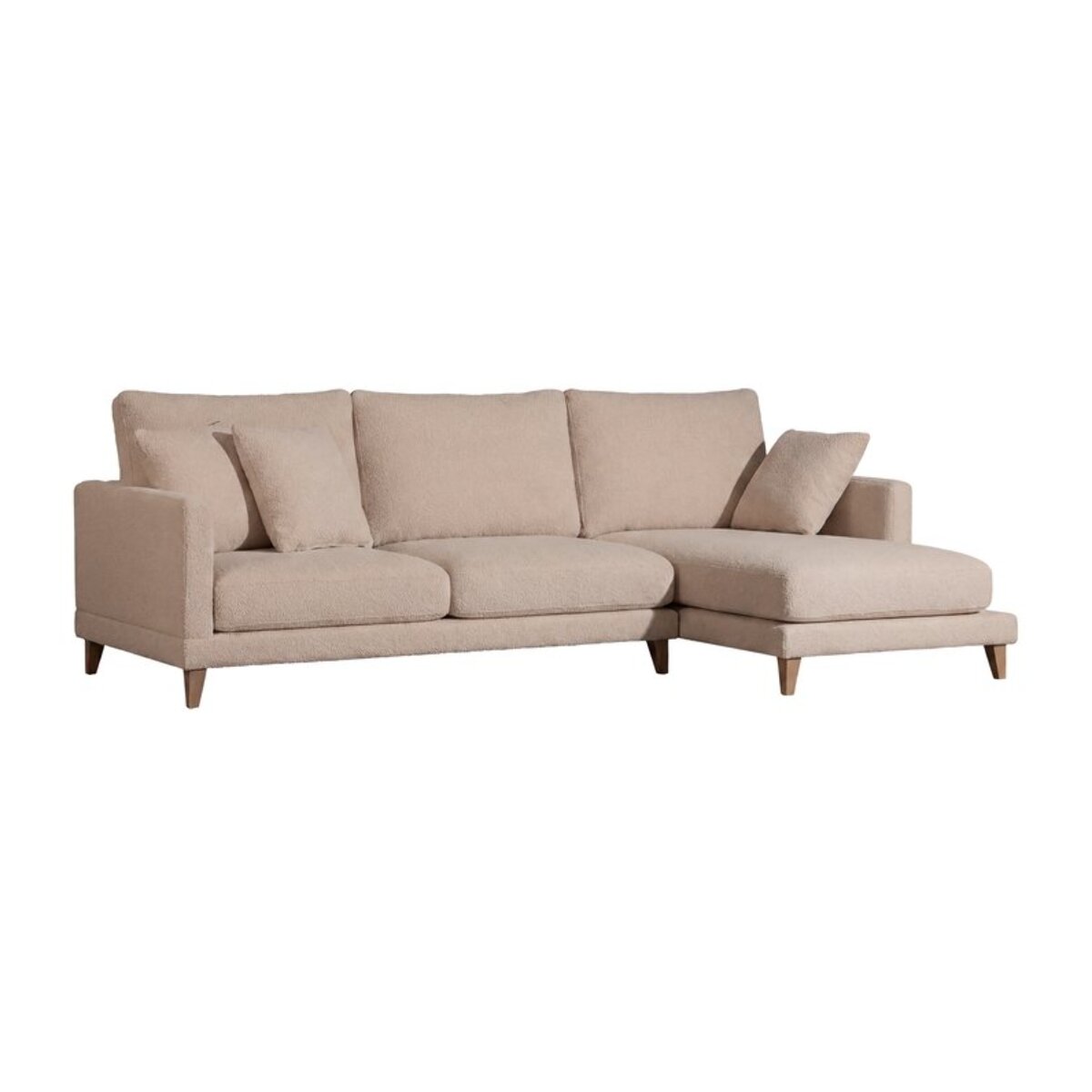 Canapé d'angle Dafne -textile,mousse pu,bois,panneau de particules-couleur beige 275 x 90 x 160 cm