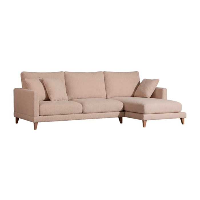 Canapé d'angle Dafne -textile,mousse pu,bois,panneau de particules-couleur beige 275 x 90 x 160 cm